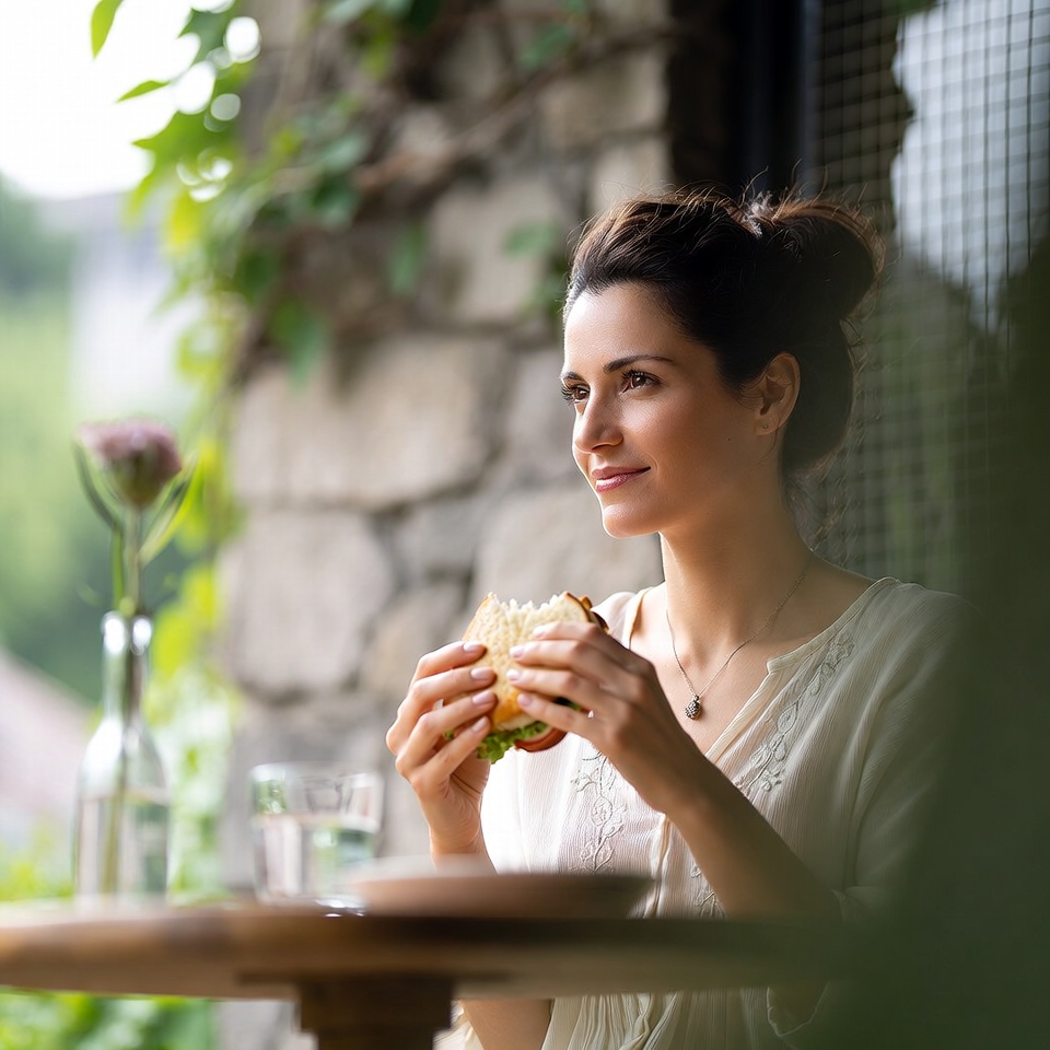 Teacher enjoying a quiet lunch alone to recharge